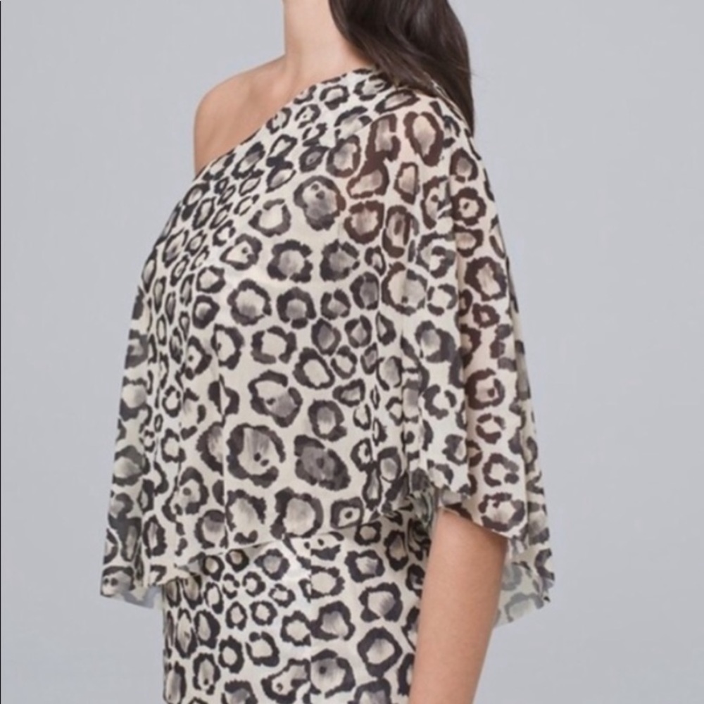 White House black market one shoulder animal print top. - Picture 2 of 4